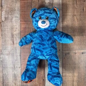 Build-A-Bear Hot Wheels 50th Anniversary Blue Teddy Bear Plush Stuffed Animal